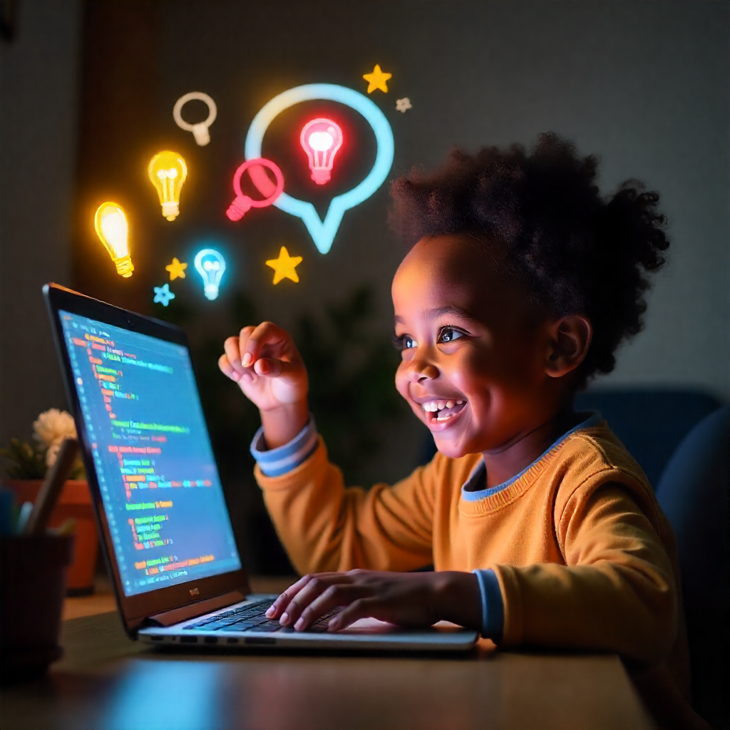 Kid happy at AfricanStemGirl Hub