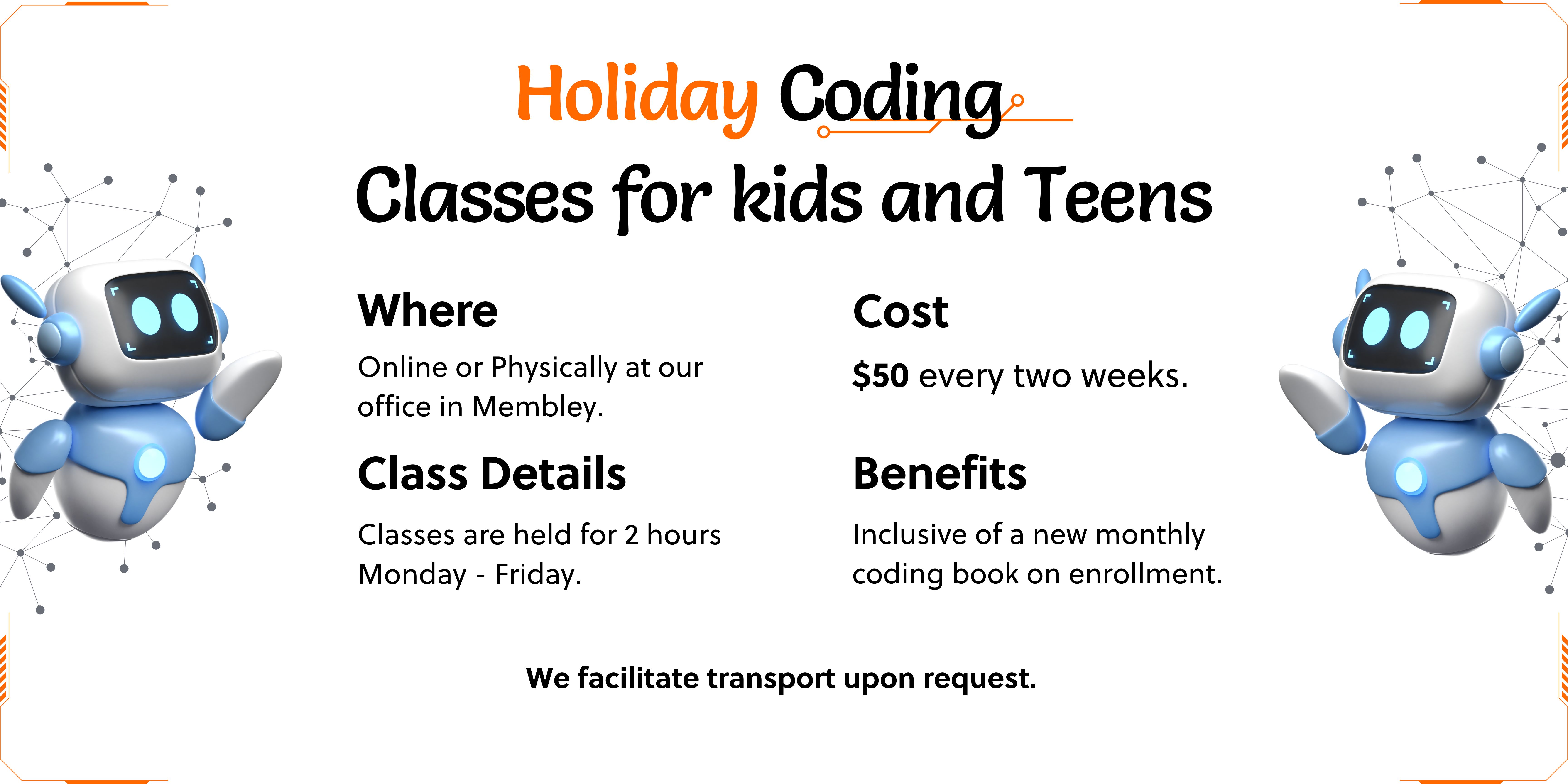 holiday classes for kids and teens