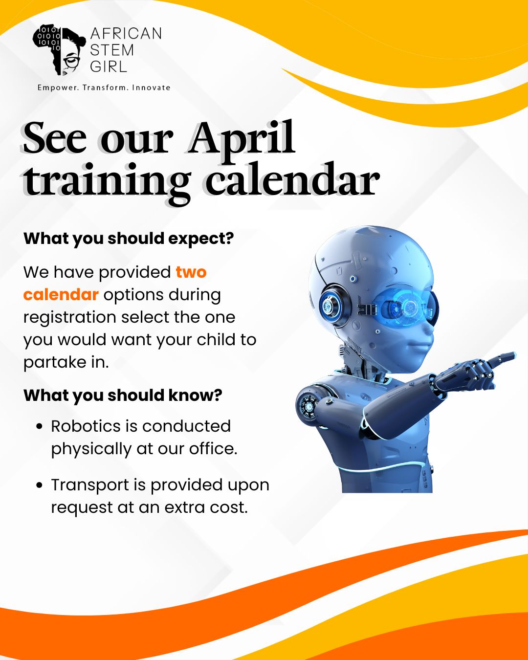 April training for kids and teens